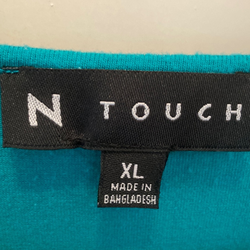 N Touch Teal Striped Long Sleeve Women's Top - Picture 2 of 8